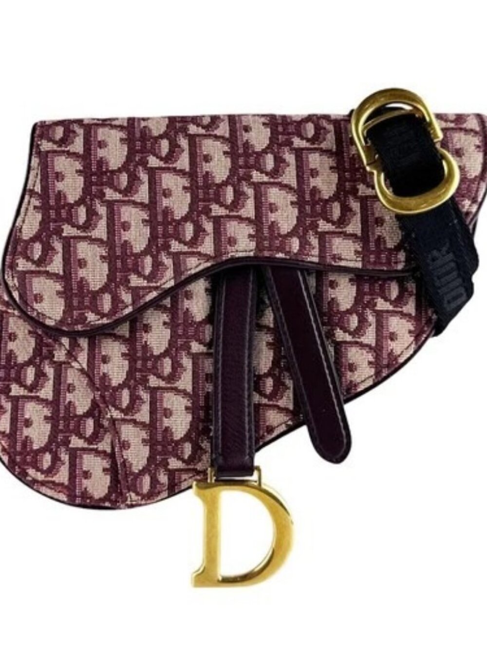 Auth Christian Dior Waist Bag Body Bag Bordeaux/Gold Canvas/Metal - z10497